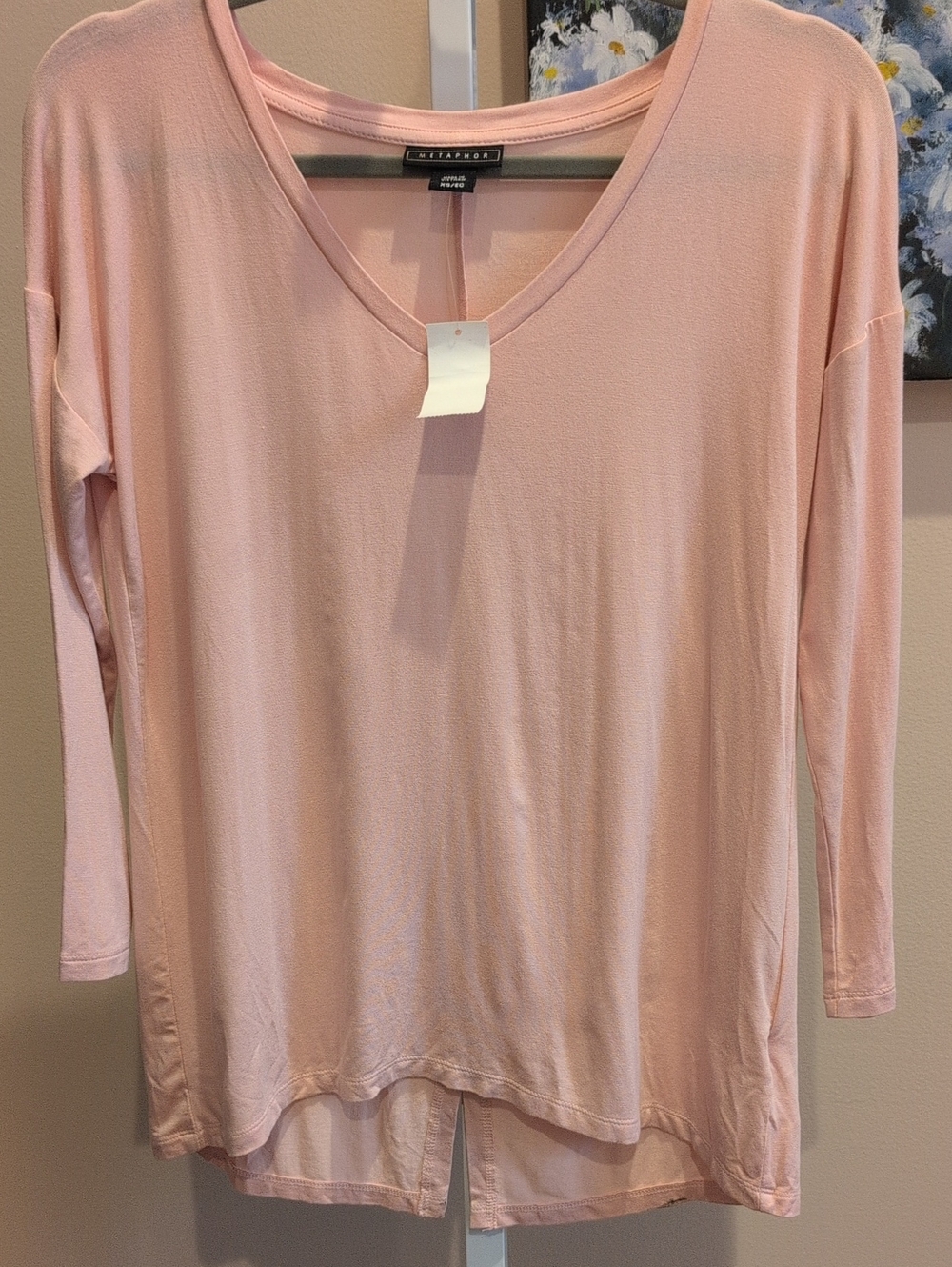 Metaphor Women’s Blush Pink V-Neck Long Sleeve Tee